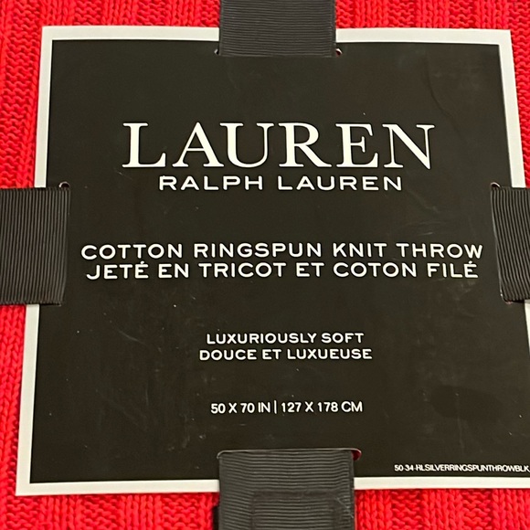 Ralph Lauren Cotton Ringspun Knit Throw Blanket red 50”x70” new - Picture 2 of 8